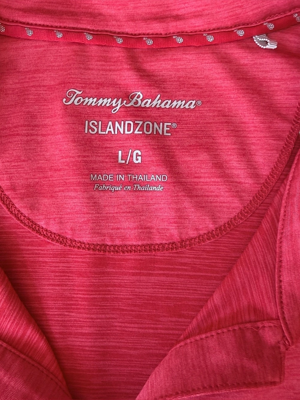 Tommy Bahama Islandzone Red Collared Performance Golf Polo Shirt, Large - Picture 3 of 7